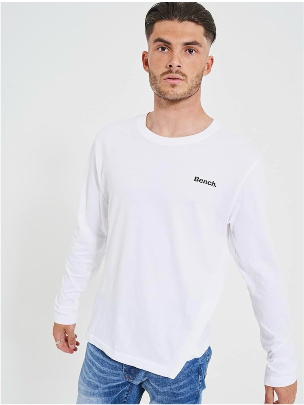 Bench White Long Sleeve Crew Logo Tee